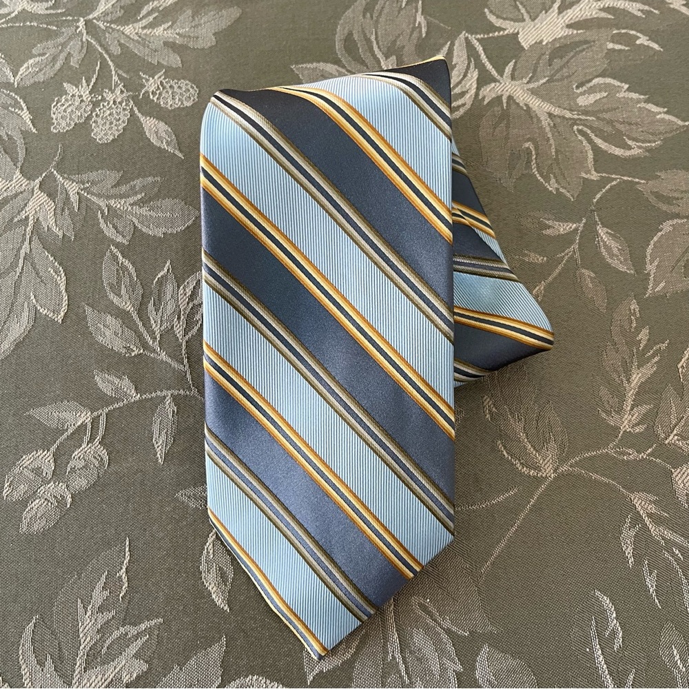 Claiborne Tie - Diagonal - Aqua/Gray.